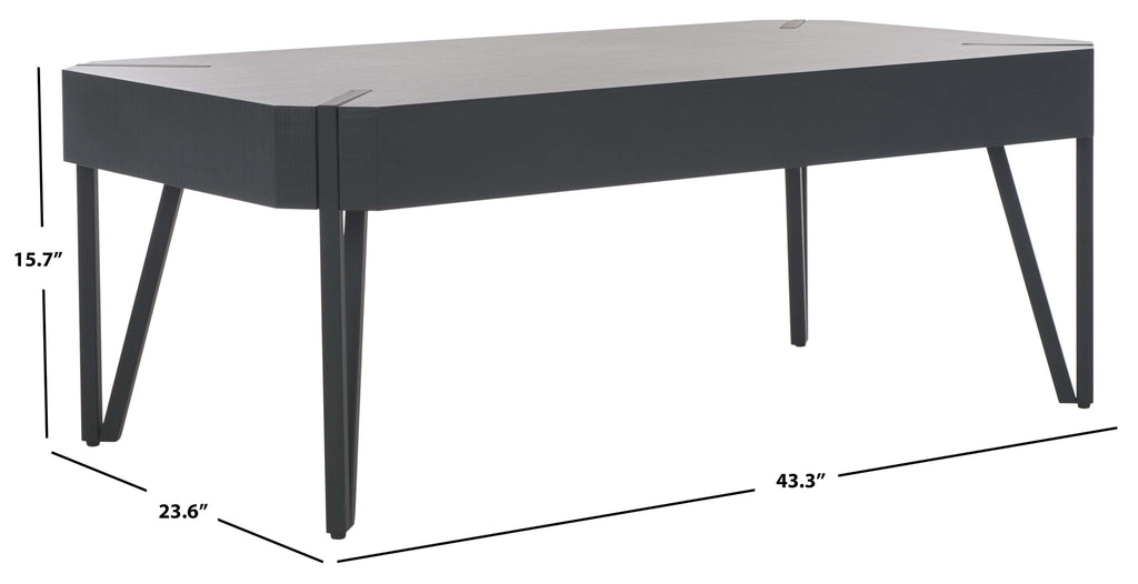 Safavieh Liann Rustic Midcentury Wood Top Coffee Table - Black Stripe / Black
