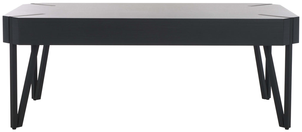 Safavieh Liann Rustic Midcentury Wood Top Coffee Table - Black Stripe / Black