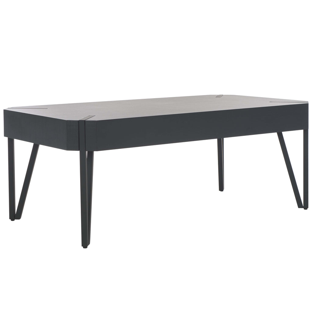 Safavieh Liann Rustic Midcentury Wood Top Coffee Table - Black Stripe / Black