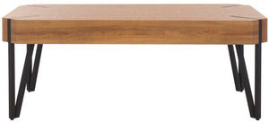 Safavieh Liann Rustic Midcentury Wood Top Coffee Table - Natural Brown / Black