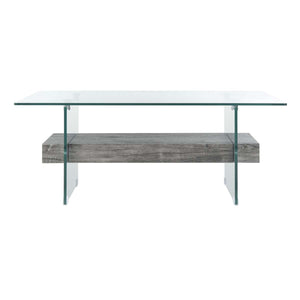 Safavieh Kayley Glass Coffee Table - Glass/Black Oak Wood Shelf