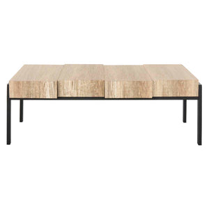 Safavieh Alexander Rectangular Contemporary Rustic Coffee Table - Multi Brown/Black Metal Legs