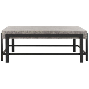 Safavieh Oliver Rectangular Contemporary Coffee Table - Dark Grey/Black Metal Legs
