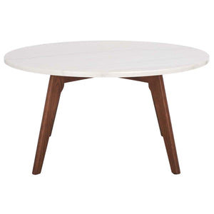 Safavieh Syrio Round Marble Coffee Table - Marble / Walnut