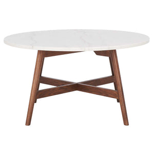 Safavieh Maja Round Marble Coffee Table - Marble / Walnut