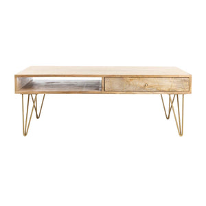 Safavieh Marigold Coffee Table - Natural/Brass