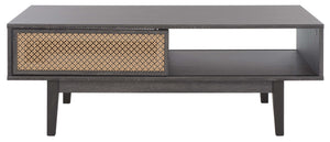 Safavieh Ceu 2 Door Coffee Table, Distressed Black/ Gold