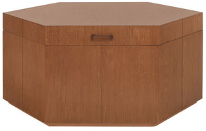 Safavieh Rafaela Hexagon Tray Top Coffee Table With Storage - Walnut