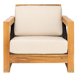 Safavieh Couture Curacao Outdoor Teak Club Chair - Natural / White