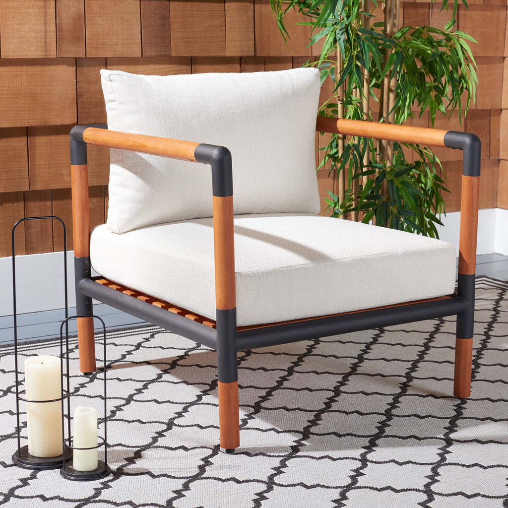 Safavieh Couture Tommy Metal And Wood Patio Chair - Back/White