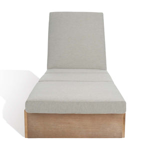 Safavieh Vincent Wood Chaise Lounge Chair - Dark Brown / Beige