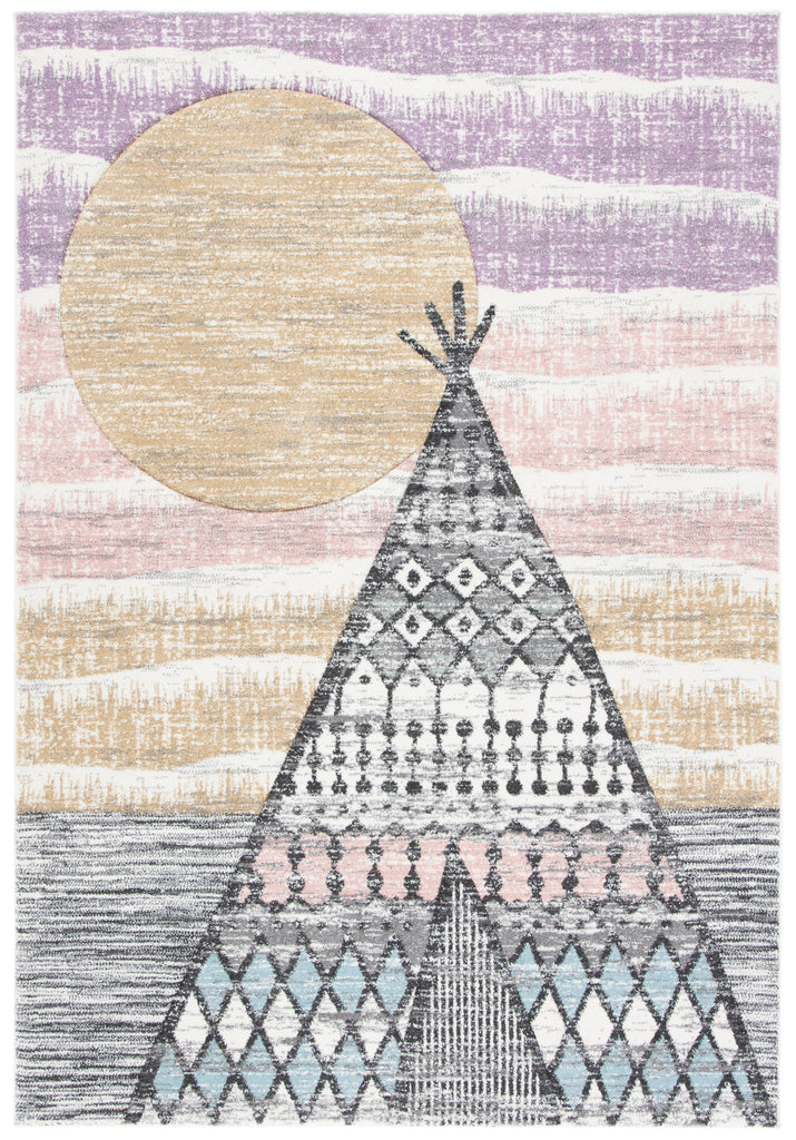 Safavieh Carousel Kids 100 Rug Collection CRK117F - Grey / Pink