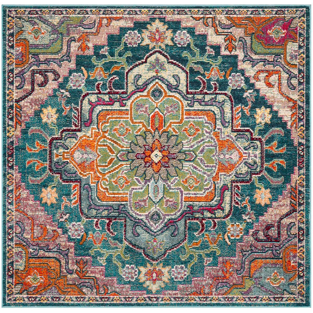 Safavieh Crystal Rug Collection CRS501T - Teal / Rose