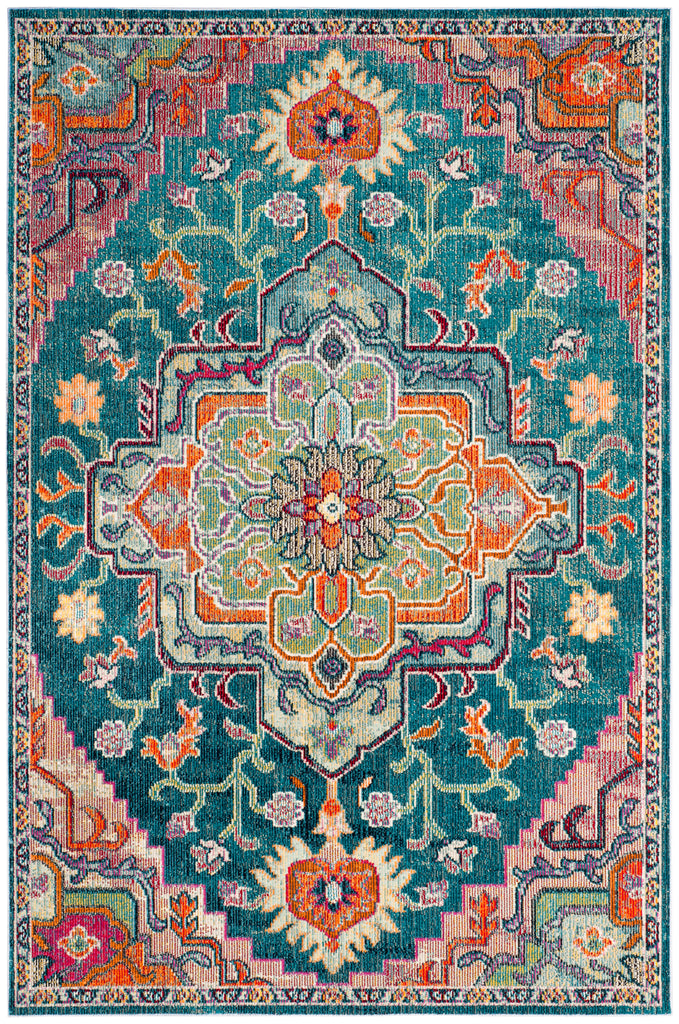 Safavieh Crystal Rug Collection CRS501T - Teal / Rose