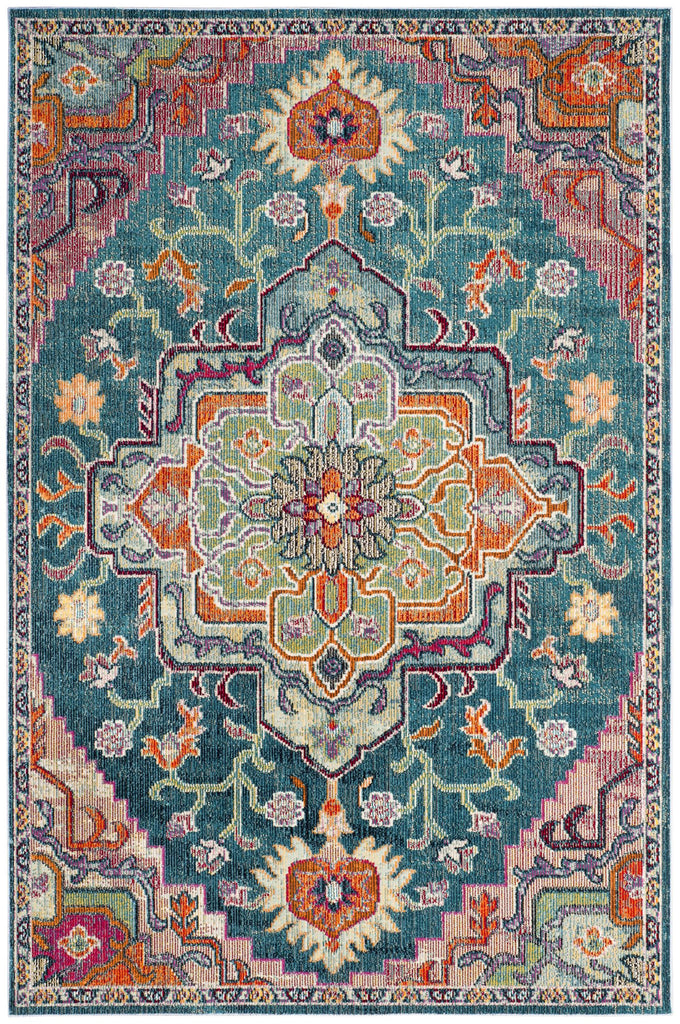 Safavieh Crystal Rug Collection CRS501T - Teal / Rose