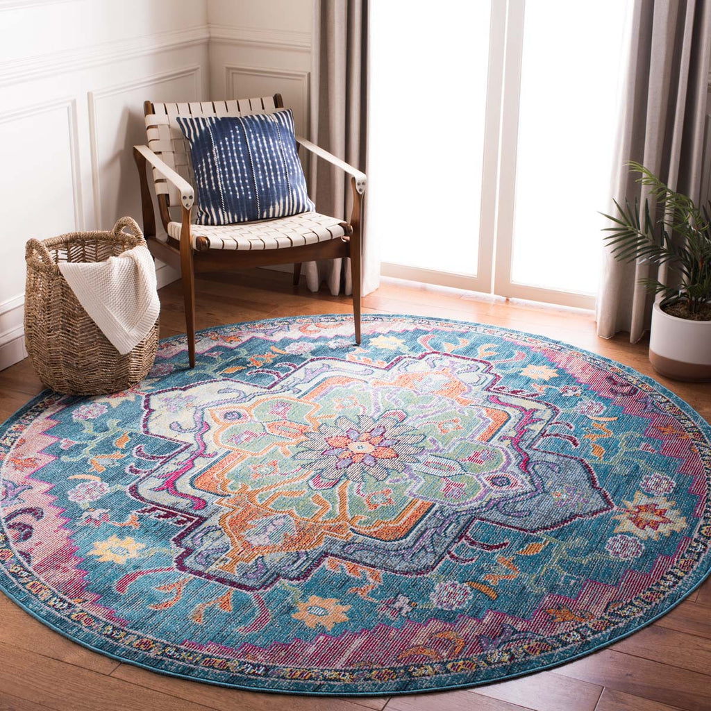 Safavieh Crystal Rug Collection CRS501T - Teal / Rose