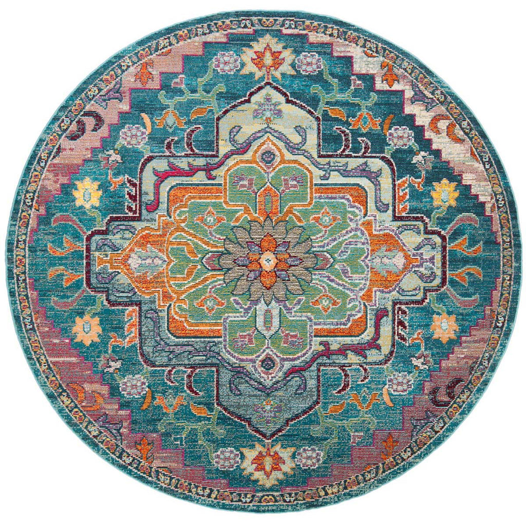 Safavieh Crystal Rug Collection CRS501T - Teal / Rose