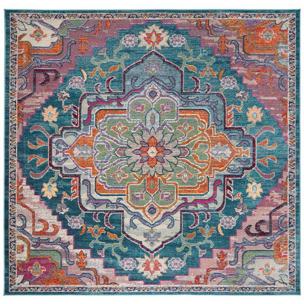 Safavieh Crystal Rug Collection CRS501T - Teal / Rose