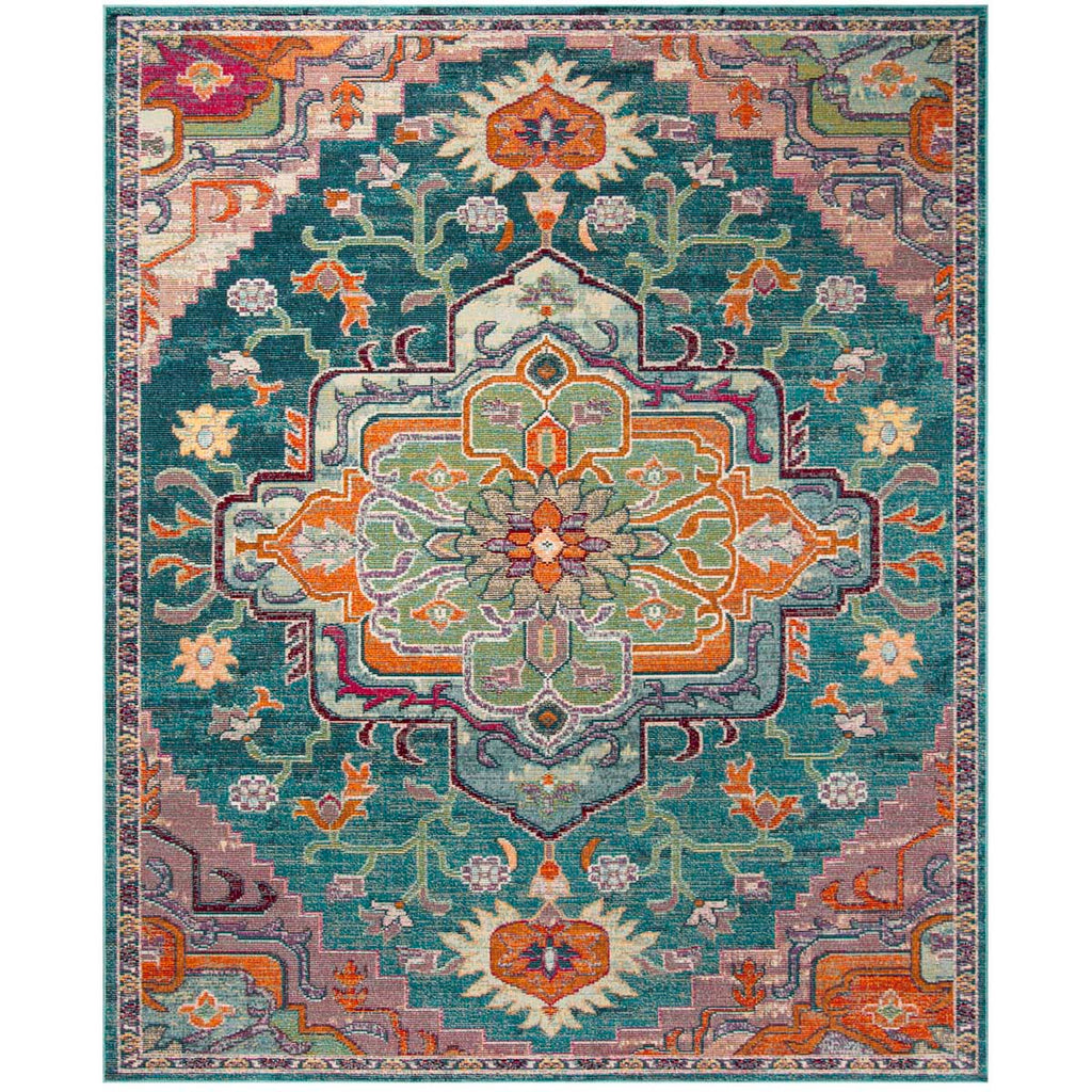 Safavieh Crystal Rug Collection CRS501T - Teal / Rose