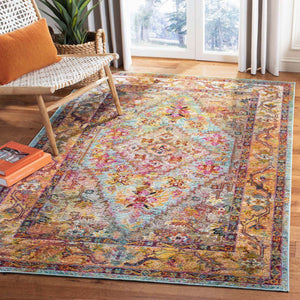 Safavieh Crystal Rug Collection CRS507A - Light Blue / Orange