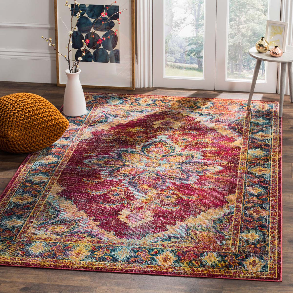 Safavieh Crystal Rug Collection CRS508R - Ruby / Navy