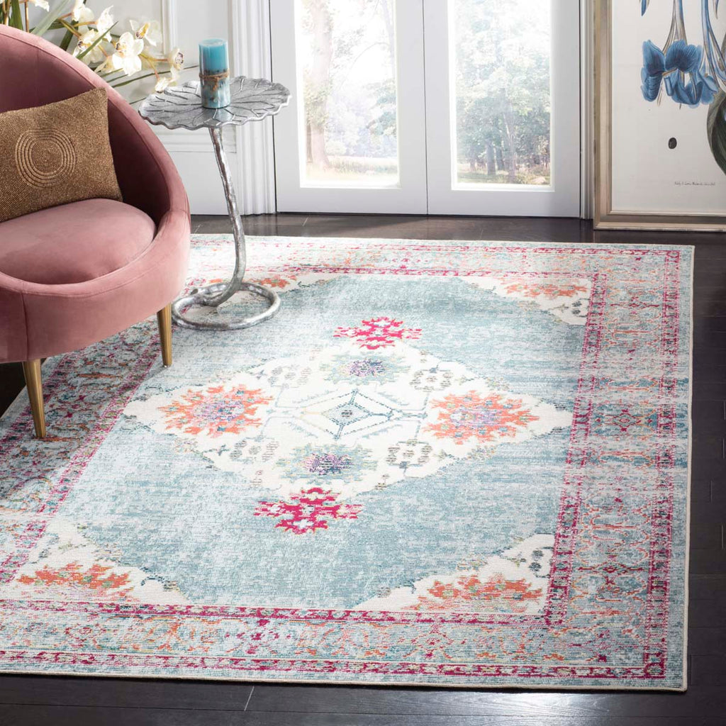 Safavieh Crystal Rug Collection CRS522K - Cream / Turquoise