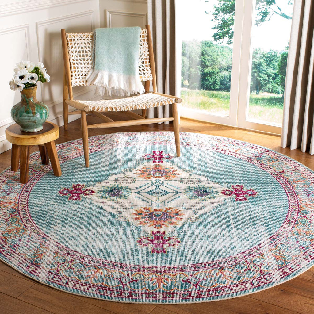 Safavieh Crystal Rug Collection CRS522K - Cream / Turquoise