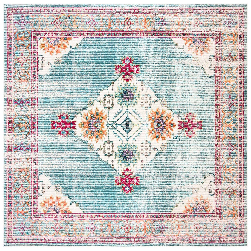 Safavieh Crystal Rug Collection CRS522K - Cream / Turquoise