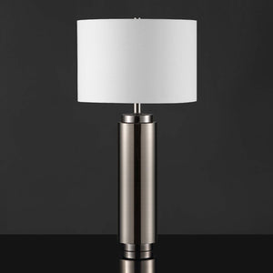 Safavieh Couture Terry Metal Pillar Table Lamp - Nickel / White