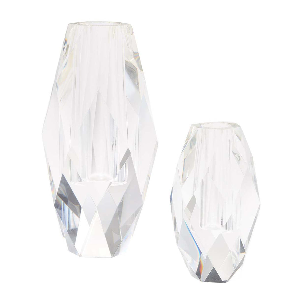 Two's Company Oval Faceted Vases - Crystal Clear Glass (set of 2)