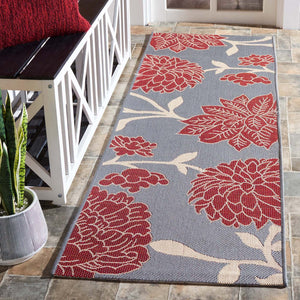 Safavieh Courtyard Rug Collection: CY7321-246A11 - Anthracite / Red