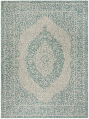 Contemporary Area Rug, CY8751-37112, 243 X 335 cm in Light Grey / Aqua