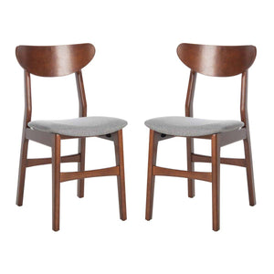 Safavieh Lucca Retro Dining Chair-Walnut/Grey Cushion (Set of 2)
