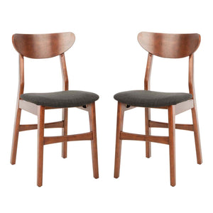 Safavieh Lucca Retro Dining Chair-Walnut/Black Cushion (Set of 2)