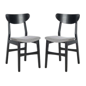 Safavieh Lucca Retro Dining Chair-Black/Grey Cushion (Set of 2)
