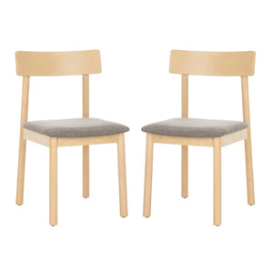 Safavieh Lizette Retro Dining Chair-White Oak/Grey Cushion (Set of 2)