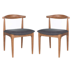 Safavieh Lionel Retro Dining Chair-Walnut/Dark Grey Cushion (Set of 2)