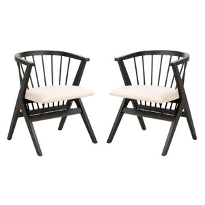 Safavieh Noah Spindle Dining Chair-Black/Beige Cushion (Set of 2)