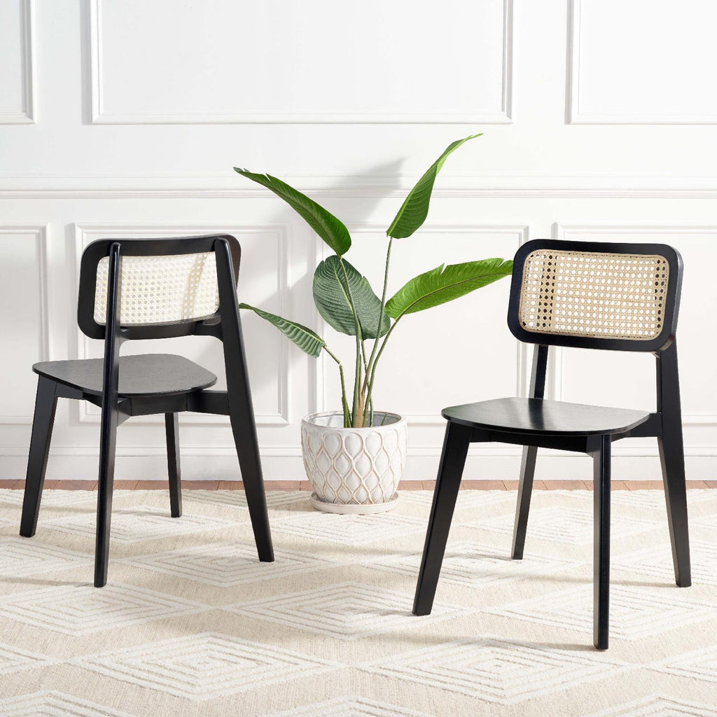 Safavieh Luz Cane Dining Chair (Set of 2) - Black / Natural