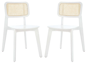 Safavieh Luz Cane Dining Chair (Set of 2) - White / Natural