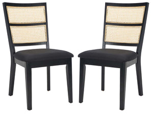 Safavieh Toril Dining Chair (Set of 2) - Black Frame / Black Upholstery / Natural Cane