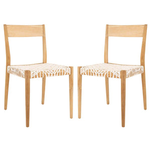 Safavieh Pranit Dining Chair  - White / Natural (Set of 2)