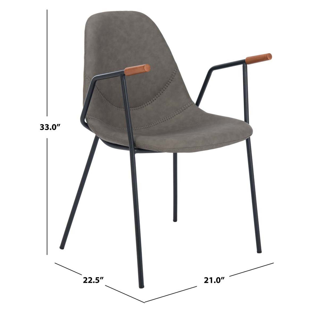 Safavieh Tanner Mid Century Dining Chair-Ash Pu/Black (Set of 2)