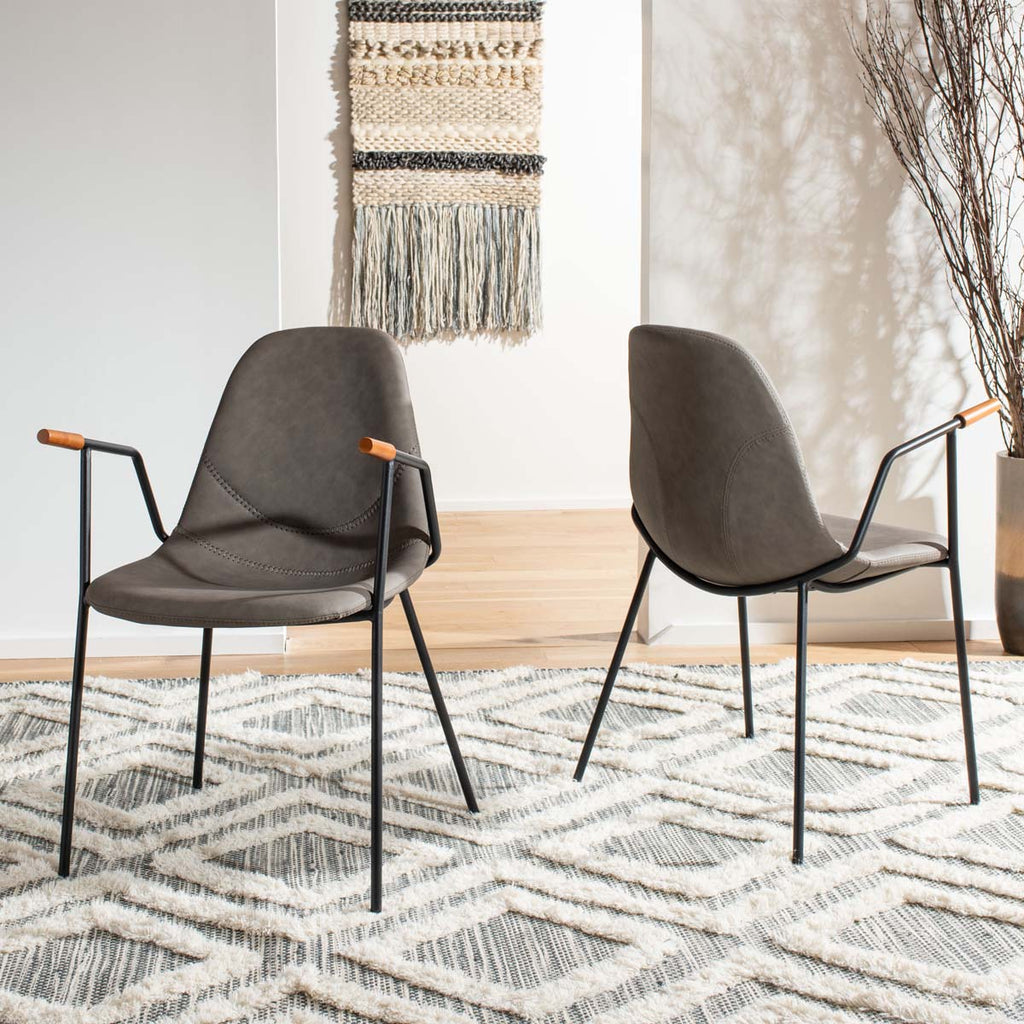 Safavieh Tanner Mid Century Dining Chair-Ash Pu/Black (Set of 2)