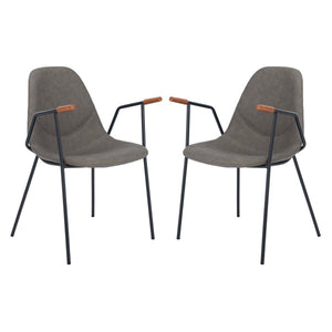 Safavieh Tanner Mid Century Dining Chair-Ash Pu/Black (Set of 2)