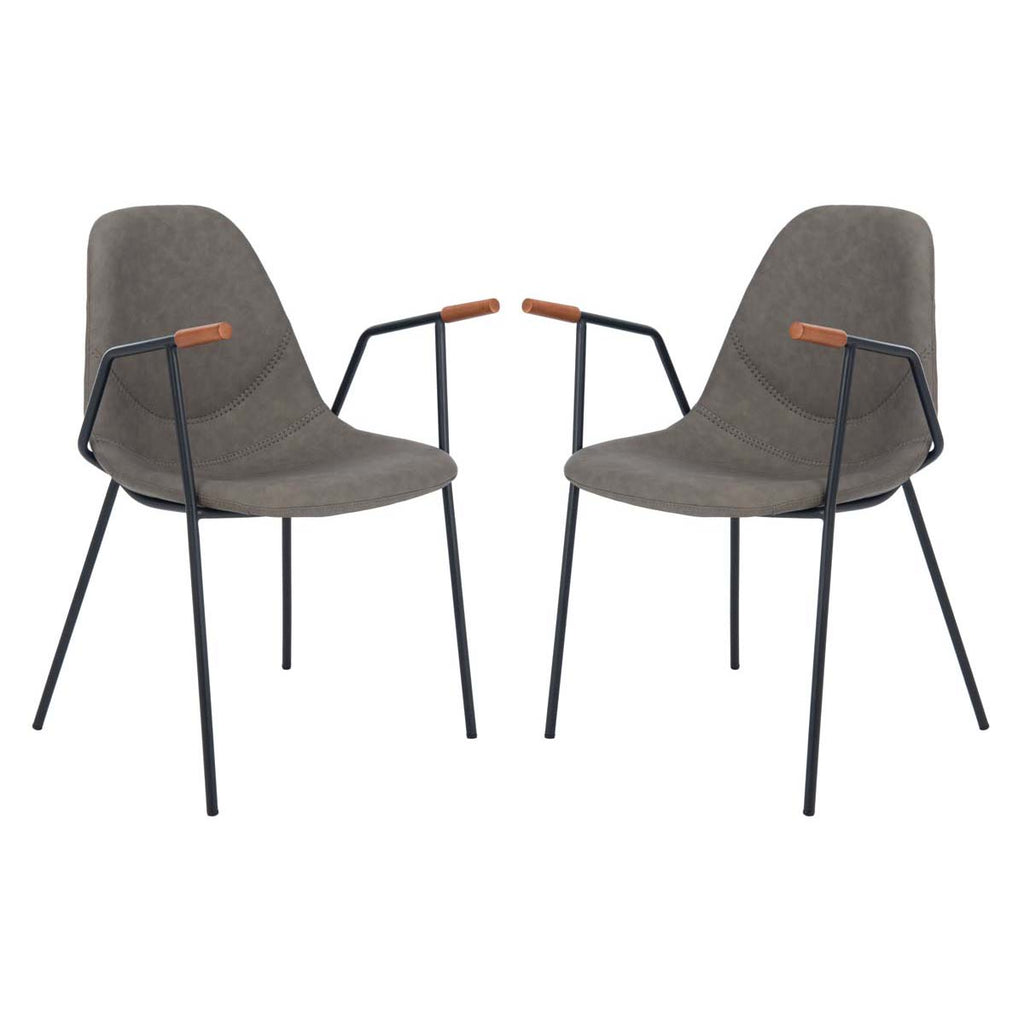 Safavieh Tanner Mid Century Dining Chair-Ash Pu/Black (Set of 2)