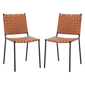 Safavieh Wesson Woven Dining Chair - Cognac / Black (Set of 2)