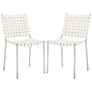 Safavieh Wesson Woven Dining Chairs, Set of 2 - White / Silver