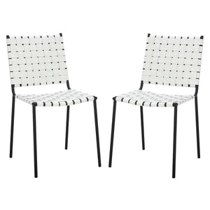 Safavieh Wesson Woven Dining Chair - White / Black (Set of 2)