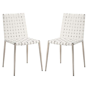 Safavieh Rayne Woven Dining Chairs, Set of 2 - White / Silver